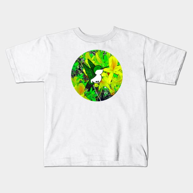 Honeysuckle Hummingbird Small Design Kids T-Shirt by Aeriskate